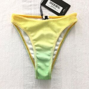 PrettyLittleThing High Leg Bikini Bottoms in Yellow Green Textured Ombre NWT